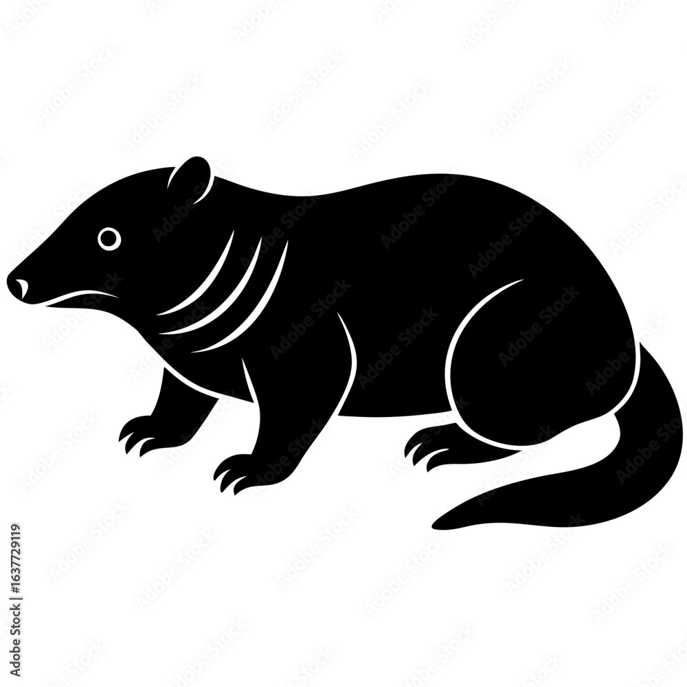 Fototapeta premium Naked mole rat silhouette black icon for graphic design