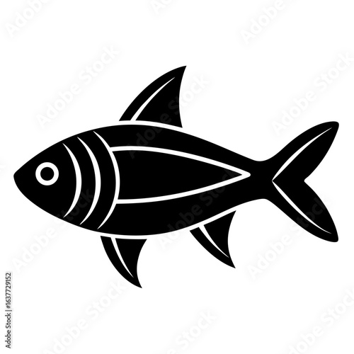 Neon tetra silhouette black vector icon