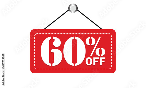 60% Off Sale Sign – Red Discount Tag