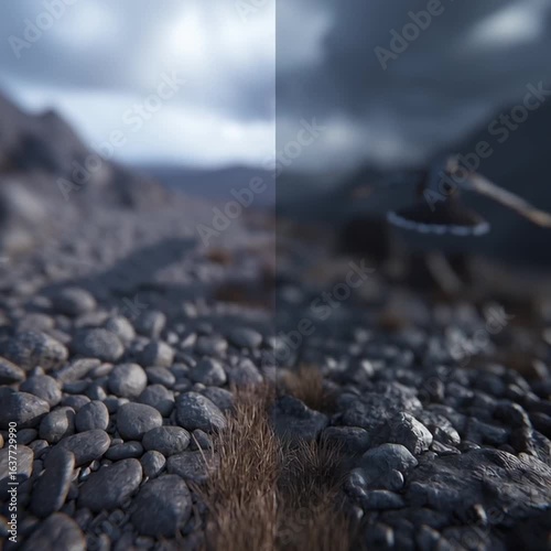 Rocky Landscape with Depth of Field Effect
