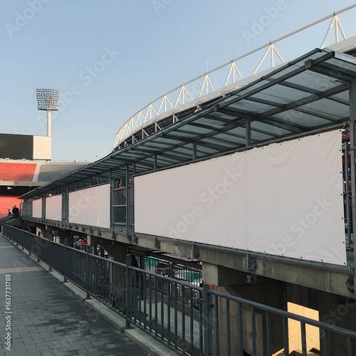 Multiple Banner Billboard Mockup on a Covered Stadium Walkway