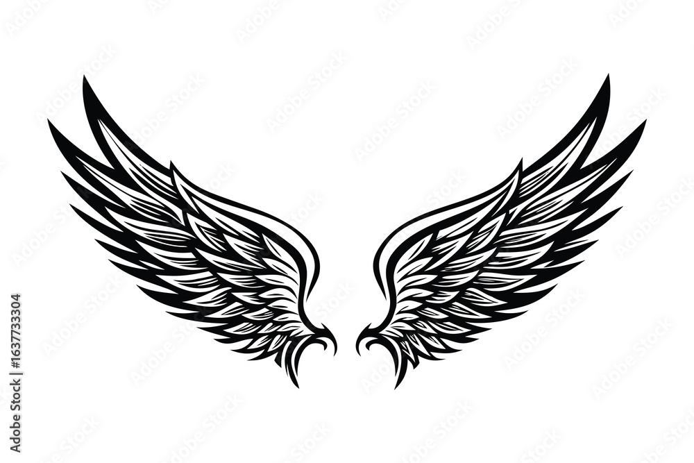 Obraz premium Tribal Angel Wings Tattoo Design