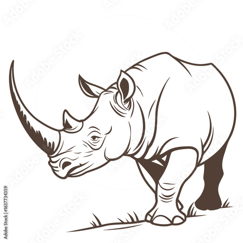 rhino on white background