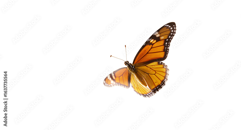 Fototapeta premium Stunning Orange Butterfly in Flight - High-Resolution Stock Photo