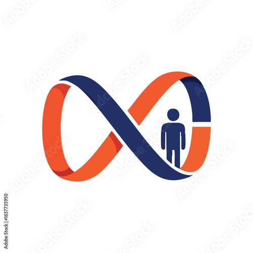 (Endless Individuals Journey. Abstract design illustrating human potential and boundless opportunities. Symbolizes perpetual growth and connection within an infinite cycle.)