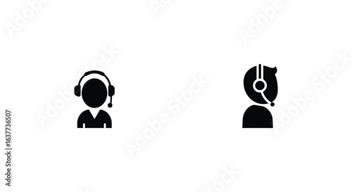 Customer service representative icons in black silhouette on white background