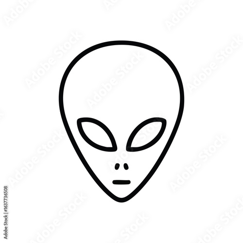 Alien Head Glyph. Iconic extraterrestrial visage with a mysterious aura on a dark field. This graphic symbolizes cosmic exploration, discovery, and futuristic concepts.