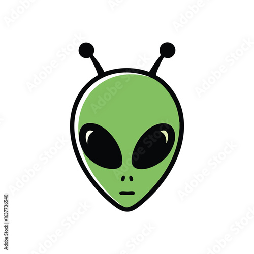 (Classic Green Alien Portrait. This iconic extraterrestrial depiction showcases a mysterious cosmic entity. Ideal for themes of space, fantasy, and the great unknown.)