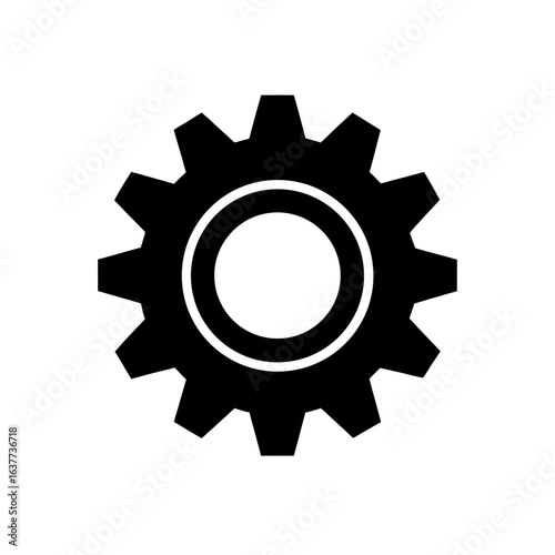 A simple black gear on transparent background silhouette