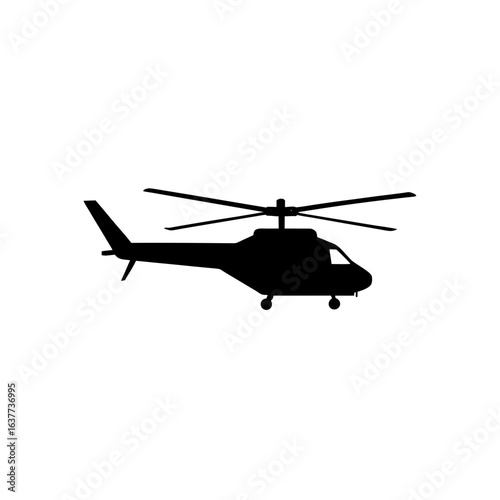 Helicopter black icon on transparent background silhouette