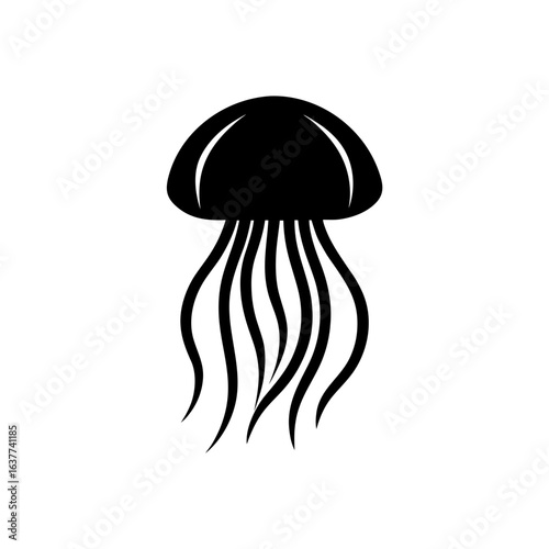 Silhouette jellyfish art on transparent background