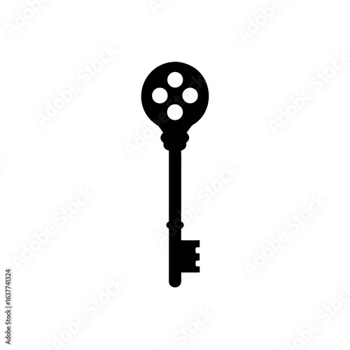 Silhouette of a key on transparent background