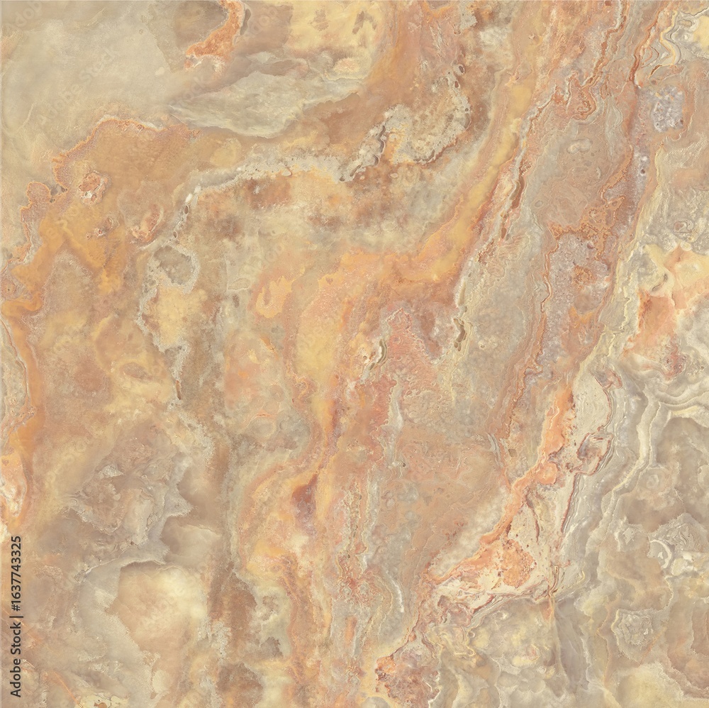 Fototapeta premium Close Up Texture of Polished Natural Onyx Stone with Swirling Patterns and Warm Earth Tones 