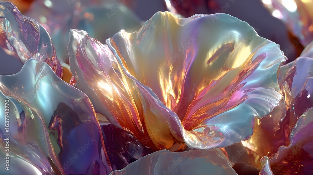 Naklejka premium Glowing Floral Abstract 3D Render