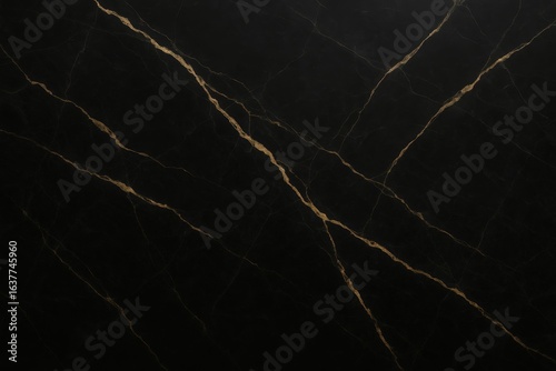 Elegant Black Marble Texture with Golden Veins, Luxurious Stone Surface for Interior Design and Architectural Applications