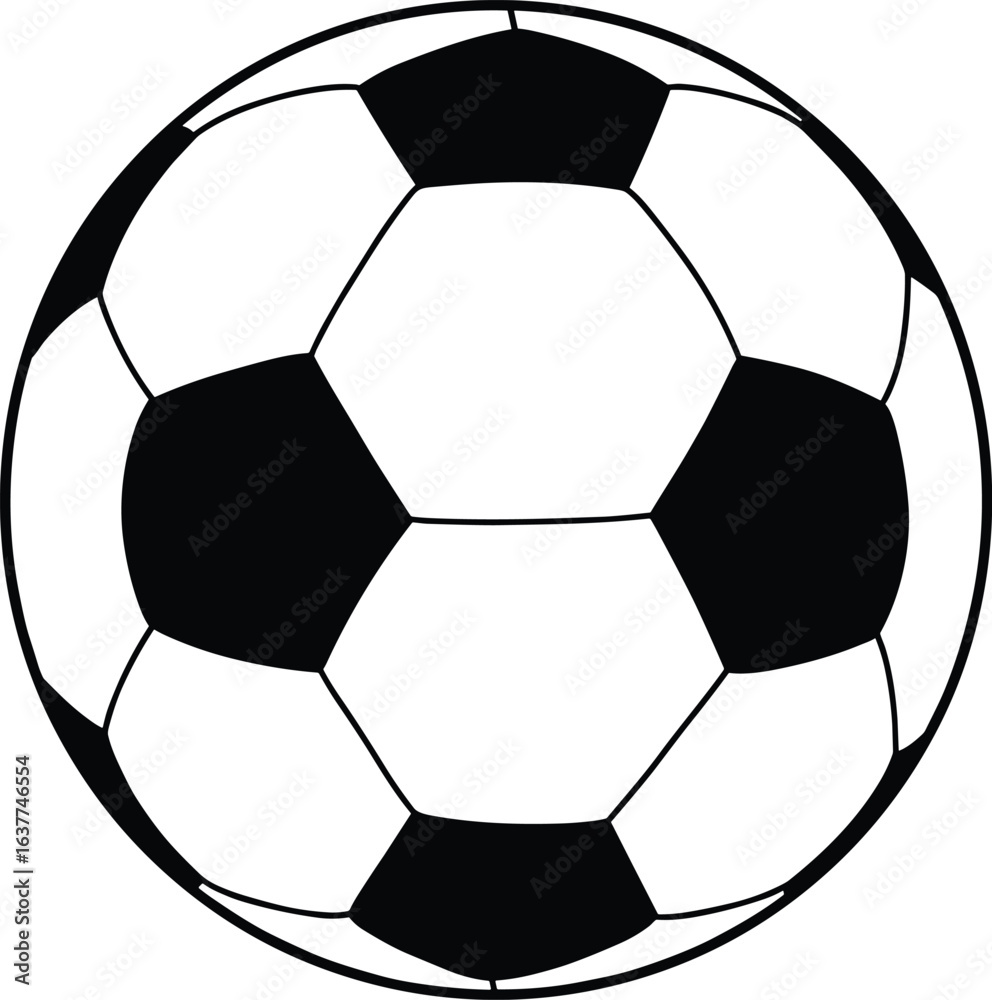 Classic black and white soccer ball illustration, sports equipment, football game, team sport, outdoor activity, professional design, isolated on white background Classic black and white soccer ball illustration, sports equipment, football game, team sport, outdoor activity, professional design, isolated on white background