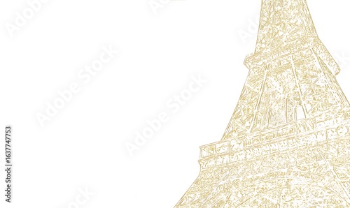 Wallpaper Mural Minimalist golden sketch of Eiffel Tower Torontodigital.ca