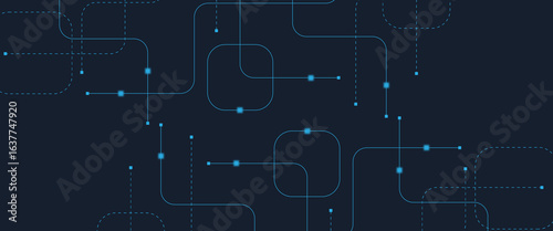 Abstract digital AI circuit board background with tech icons. Digital technology motherboard texture design. Engineering circuit board concept for poster, header, banner, website, presentation