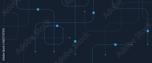 Abstract digital AI circuit board background with tech icons. Digital technology motherboard texture design. Engineering circuit board concept for poster, header, banner, website, presentation