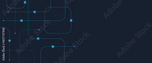 Abstract digital AI circuit board background with tech icons. Digital technology motherboard texture design. Engineering circuit board concept for poster, header, banner, website, presentation