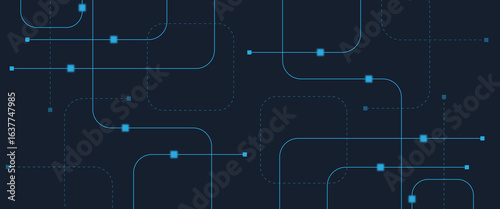 Abstract digital AI circuit board background with tech icons. Digital technology motherboard texture design. Engineering circuit board concept for poster, header, banner, website, presentation