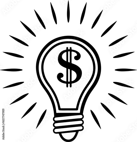 Monetizing ideas, bright financial concept