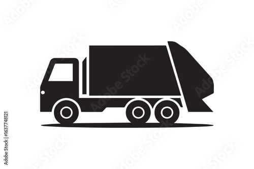 Garbage Truck Silhouette Icon - A Modern Waste Management Vehicle Vector