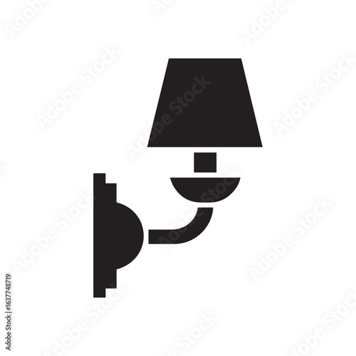 Wall Lamp Silhouette Icon - A Modern Interior Lighting Vector