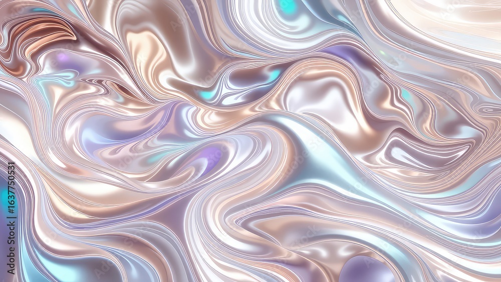Subtle pearlescent waves flow together with iridescent highlights, creating an abstract and calming, reflective surface design Subtle pearlescent waves flow together with iridescent highlights, creating an abstract and calming, reflective surface design