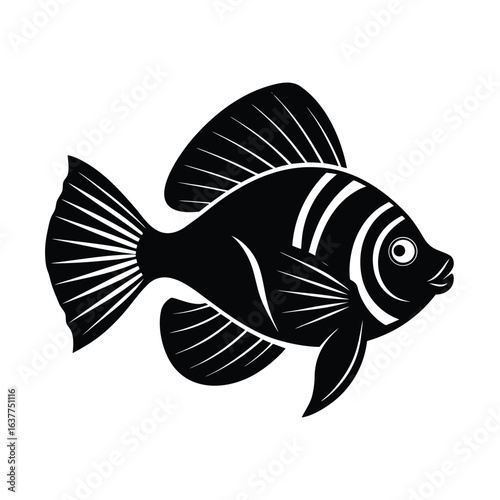  flat vector silhouette of an oscar fish highlight.eps