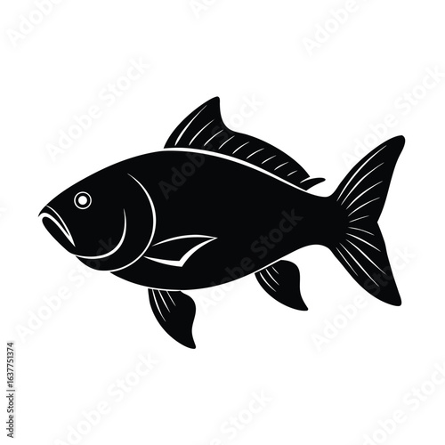  bold black silhouette of a bighead carp in profil.eps