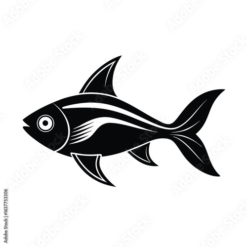  elegant vector silhouette of a tetra swimming in .eps