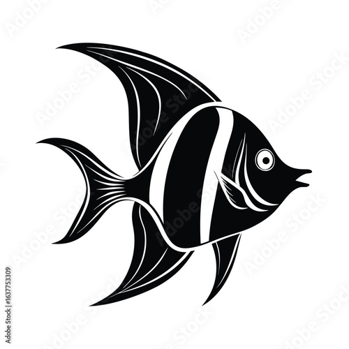 elegant vector silhouette of an angelfish swimmin.eps