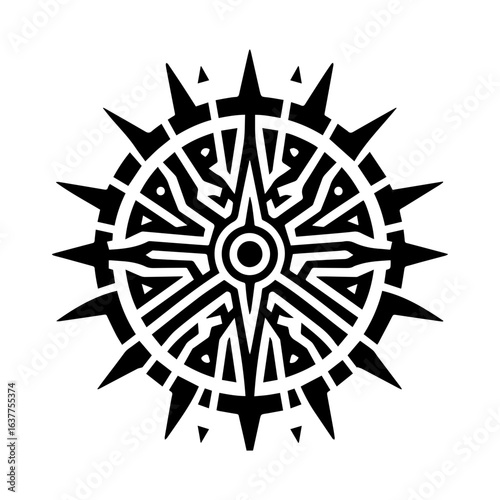 Tribal outline of a spiked gaming shield