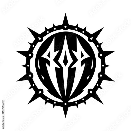 Tribal outline of a spiked gaming shield