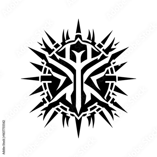 Tribal outline of a spiked gaming shield