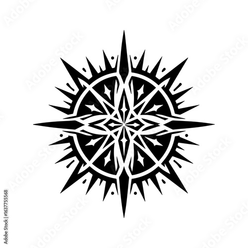 Tribal outline of a spiked gaming shield