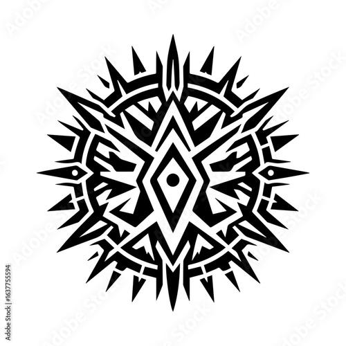Tribal outline of a spiked gaming shield