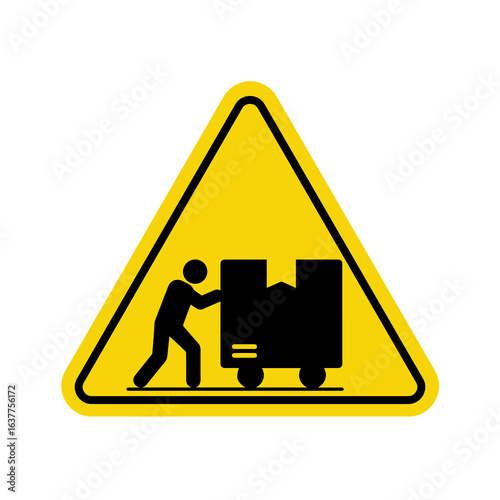Warning sign for manual handling of heavy loads in workplace safety