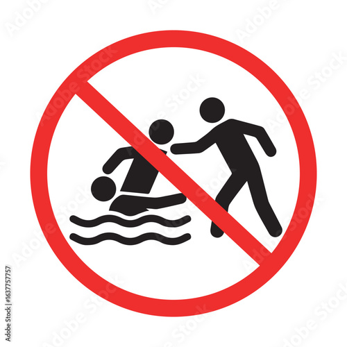 No lifeguard or rescue prohibited sign in dangerous water area