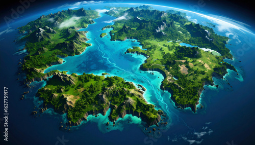 Vibrant Tropical Archipelago with Crystal Blue Lagoons