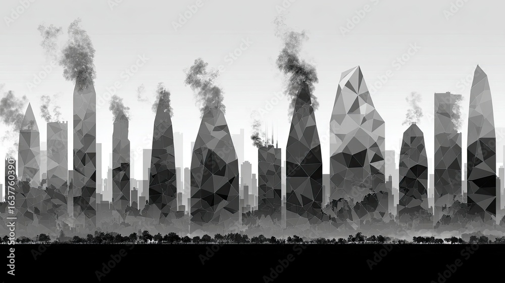Obraz premium Abstract City Skyline Black and White