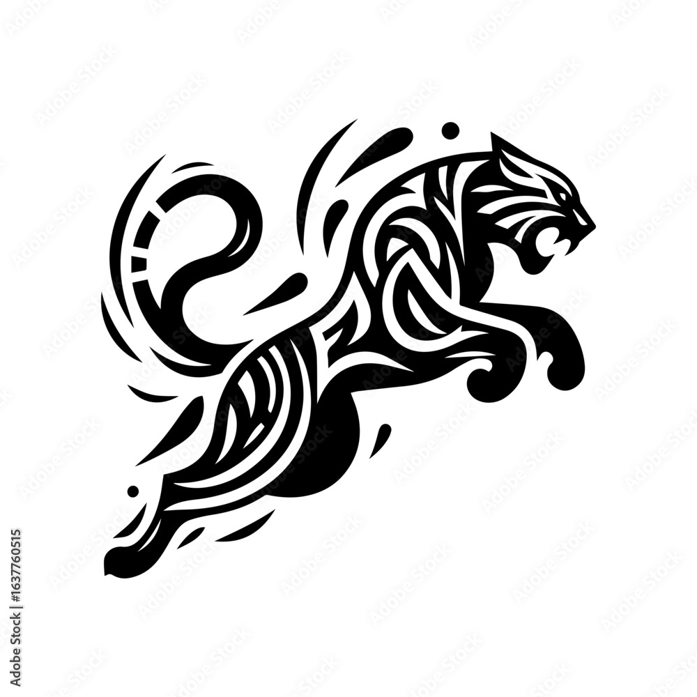 Obraz premium The Panther Tribe was jumping with a sharp line