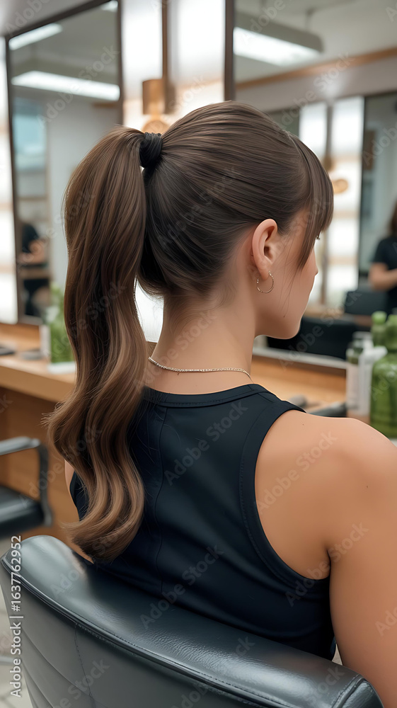 High Ponytail Haircut with Straight Glossy Strands for Elegant and Stylish Women’s Hair Photography Shoot High Ponytail Haircut with Straight Glossy Strands for Elegant and Stylish Women’s Hair Photography Shoot