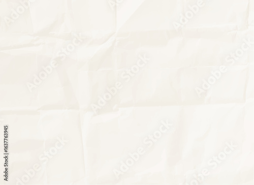 Crumpled folded paper texture in beige color. Background made of crumpled paper. Design for banner, poster and wallpaper.