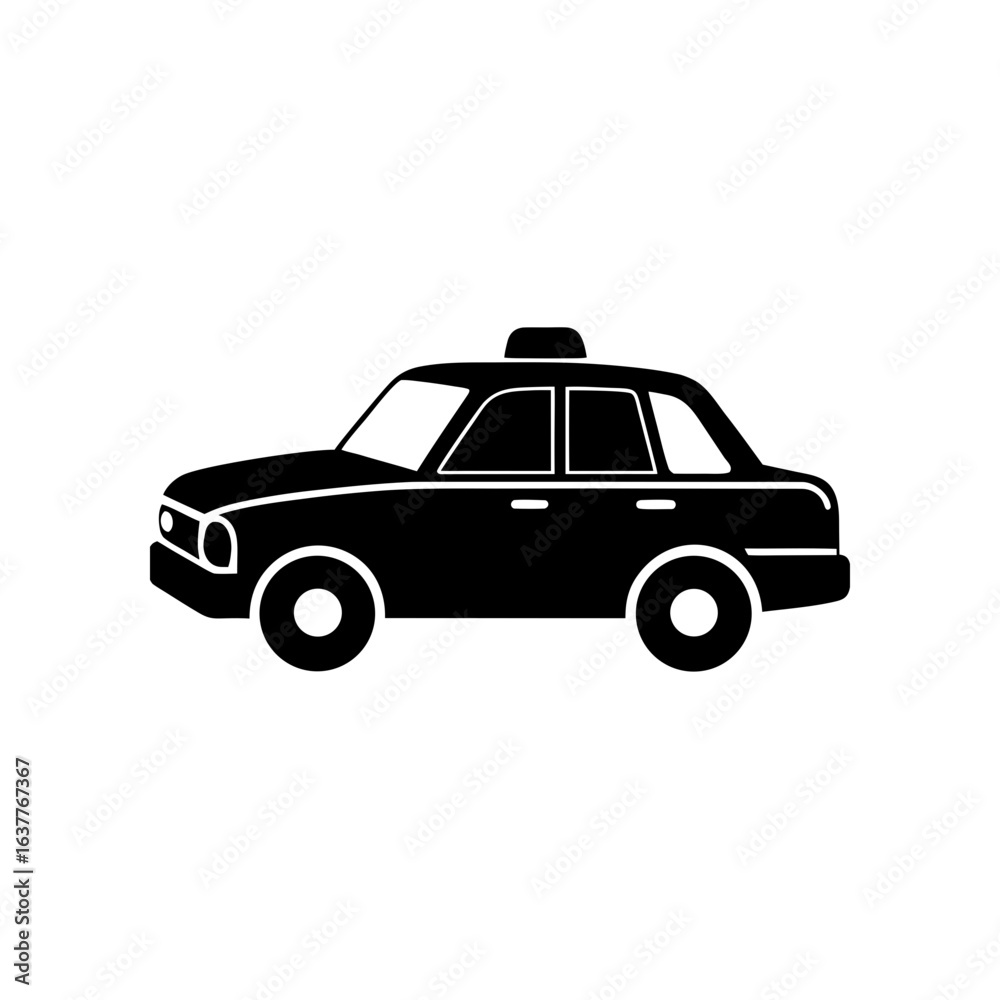 Obraz premium Silhouette of a taxi on transparent background