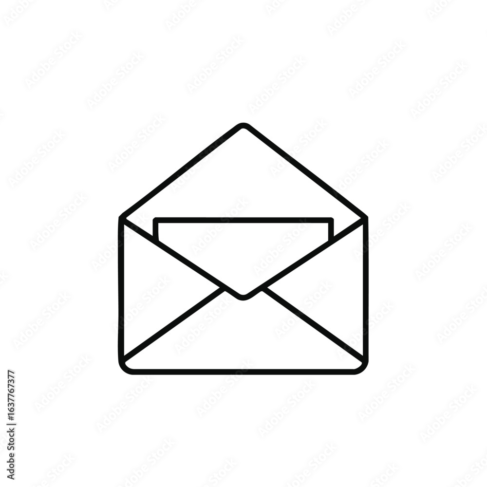 Open Envelope with Letter Minimalist Line Art Vector Illustration Symbolizing Communication and Correspondence in Black and White Open Envelope with Letter Minimalist Line Art Vector Illustration Symbolizing Communication and Correspondence in Black and White