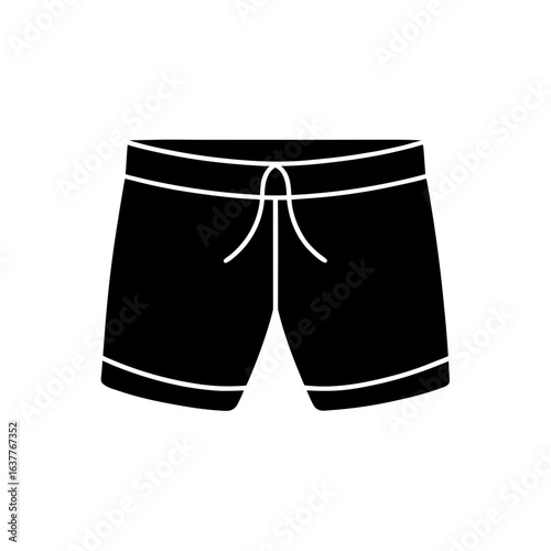 Black swimming trunks on transparent background silhouette