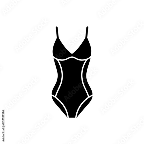 Black swimsuit icon on transparent background silhouette