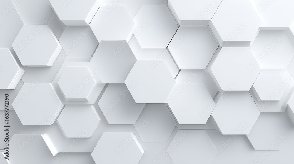 Naklejka premium Abstract White Hexagon Background: Modern Geometric Texture for Corporate Design and Technology Presentation